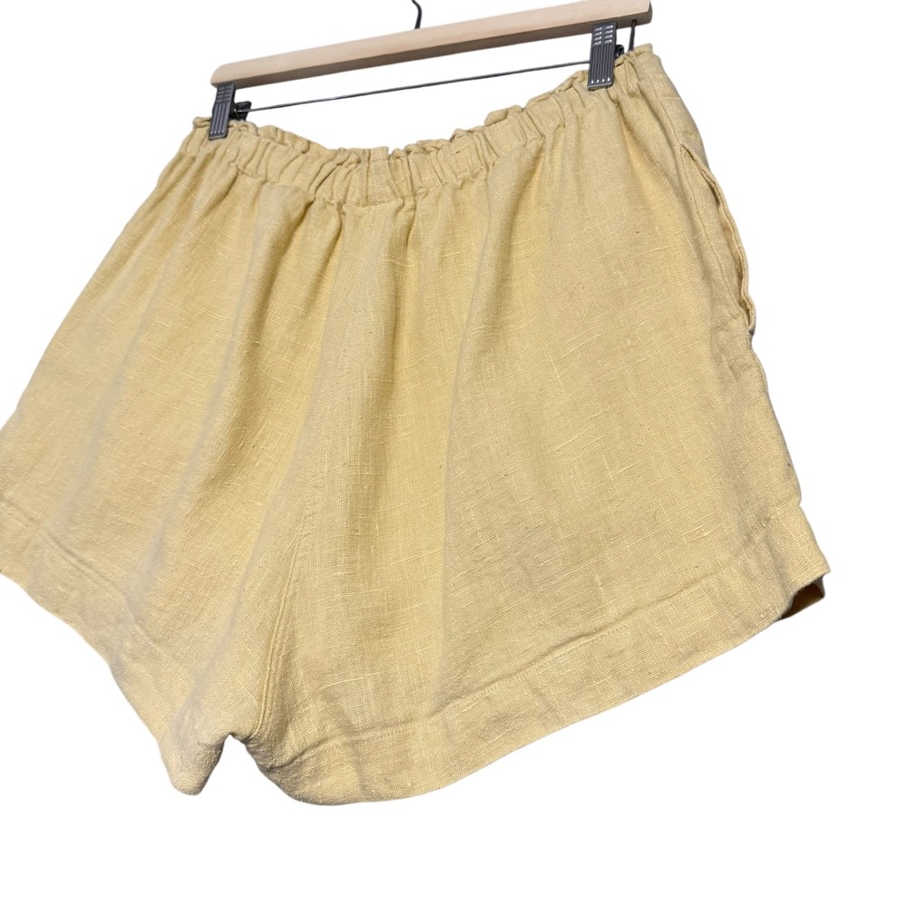 Shelter | Eva Shorts in Butter Yellow 100% Linen Elastic Waist Size XL - Picture 8 of 15